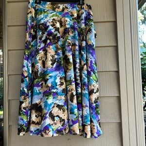 24seven Multicolor Abstract Print  flare Plus Skirt elastic waist